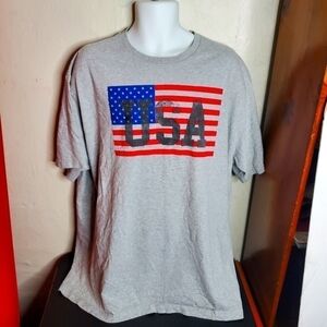 True Nation Graphic Tee Gray USA Flag Short Shirt Men's 3XL